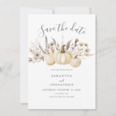 Landelijke herfstbruiloft met pompoen save the date (Voorkant)