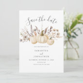 Landelijke herfstbruiloft met pompoen save the date (Staand voorkant)