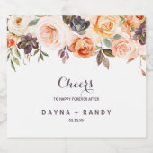 Landelijke herfstelegantie bloemige bruiloft sparkling wijnetiket (Enkel label)