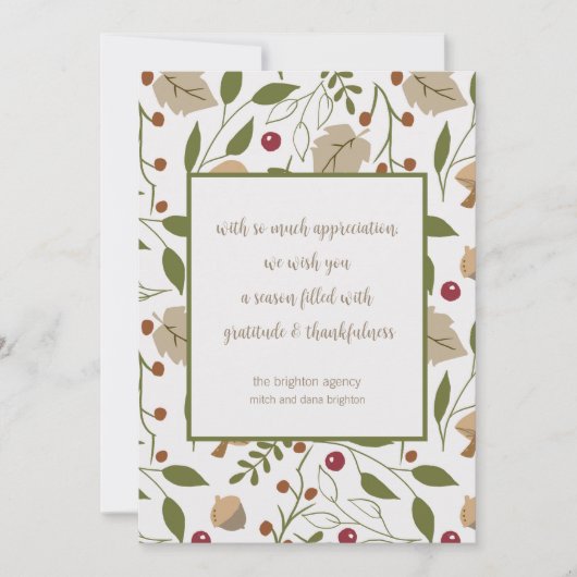 Landelijke herfstkleuren Thanksgiving dankbaarheid Feestdagenkaart (Voorkant)