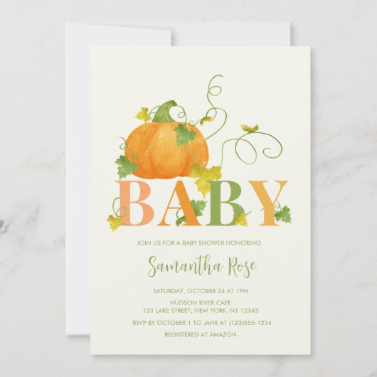 LANDELIJKE HERFSTPOMPOEN BABYSCHUD KAART (Voorkant)