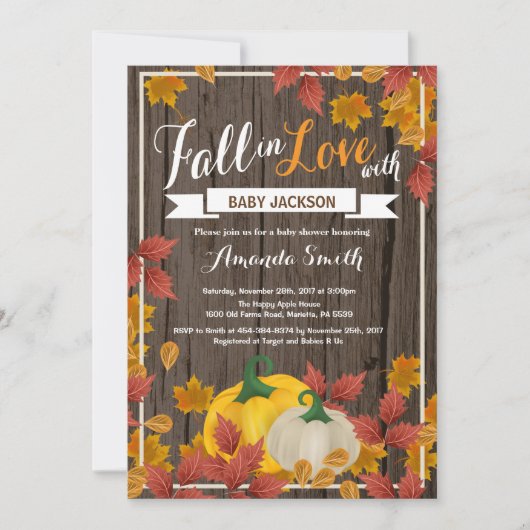 Landelijke herfstpompoen babyshower uitnodiging (Voorkant)