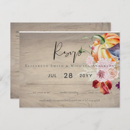 Landelijke Herfstval Pompoenen Vijgen Bloemen Brui Briefkaart (Voorkant / Achterkant)