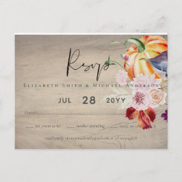 Landelijke Herfstval Pompoenen Vijgen Bloemen Brui Briefkaart