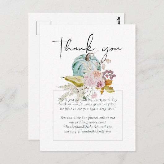 Landelijke Herfstval Pompoenen Vijgen Bloemen Brui Briefkaart (Voorkant / Achterkant)