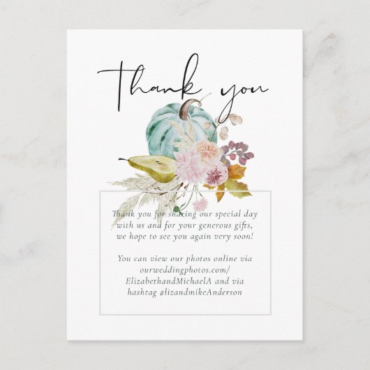 Landelijke Herfstval Pompoenen Vijgen Bloemen Brui Briefkaart (Voorkant)