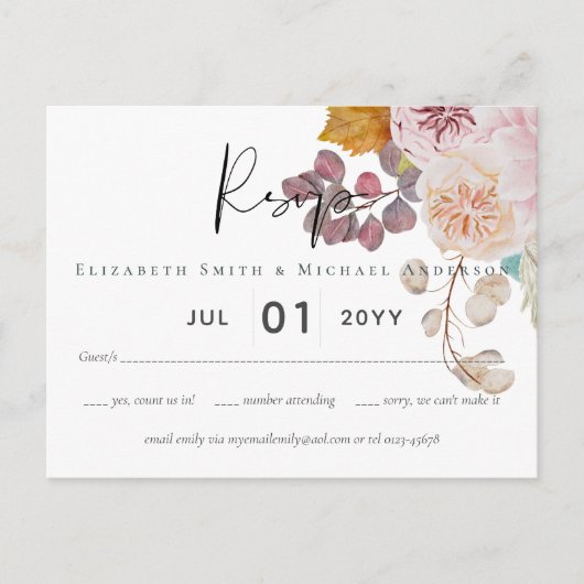 Landelijke Herfstval Pompoenen Vijgen Bloemen Brui Briefkaart (Voorkant)