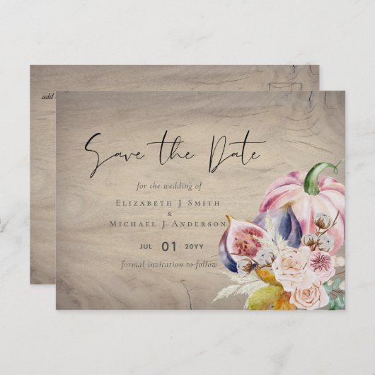 Landelijke Herfstval Pompoenen Vijgen Bloemen Brui Briefkaart (Voorkant / Achterkant)