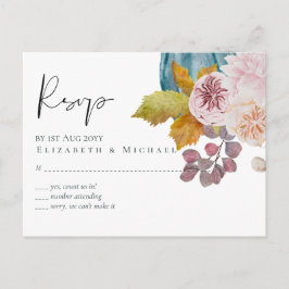 Landelijke Herfstval Pompoenen Vijgen Bloemen Brui Briefkaart