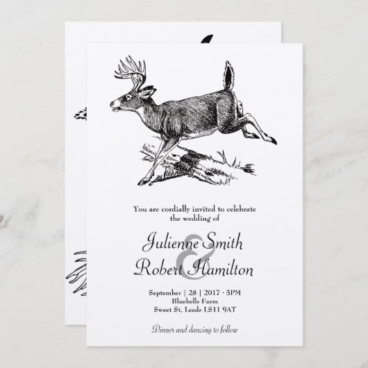 Landelijke herten bos bruiloft uitnodiging (Voorkant / Achterkant)