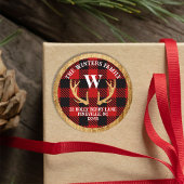 Landelijke herten geweien Buffalo geruite adreslab Ronde Sticker