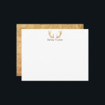 Landelijke herten geweien jacht jager aangepaste n notitiekaartje<br><div class="desc">Dit ontwerp bevat houten herten geweien met ruimte voor een naam/tekst eronder. Klik op de "aanpassen" knop als u de ontwerpelementen wilt aanpassen en/of de tekst verder wilt wijzigen! Variaties van dit ontwerp, extra kleuren en bijpassende producten zijn verkrijgbaar in onze winkel, zazzle.com/store/doodlelulu. Neem contact met ons op als u...</div>