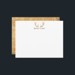 Landelijke herten geweien jacht jager aangepaste n notitiekaartje<br><div class="desc">Dit ontwerp bevat houten herten geweien met ruimte voor een naam/tekst eronder. Klik op de "aanpassen" knop als je de ontwerpelementen wilt aanpassen en/of de tekst verder wilt wijzigen! Variaties van dit ontwerp, extra kleuren en bijpassende producten zijn verkrijgbaar in onze winkel, zazzle.com/store/doodlelulu. Neem contact met ons op als je...</div>