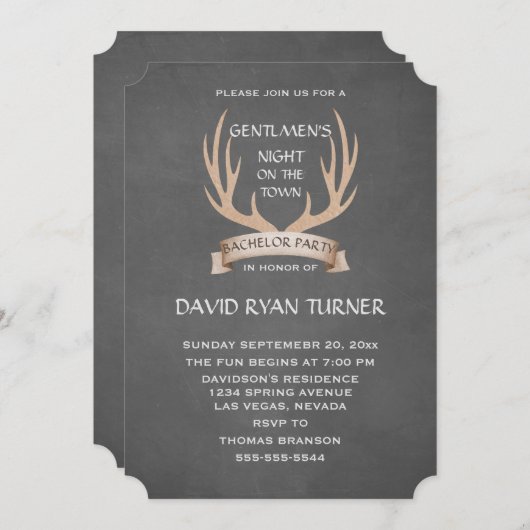 Landelijke herten geweien lint krijt vrijgezellenf kaart (Voorkant / Achterkant)