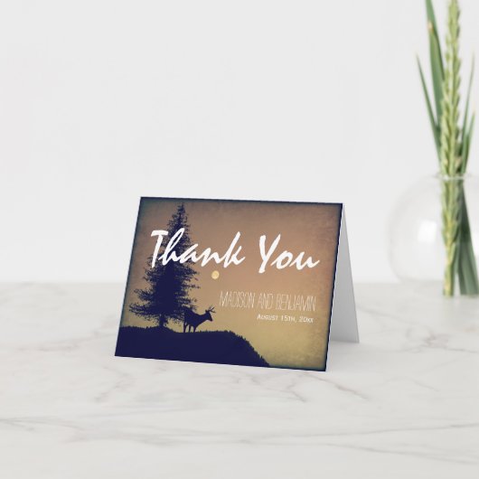 Landelijke hertenboom bruiloft dankkaarten bedankkaart (Voorkant)