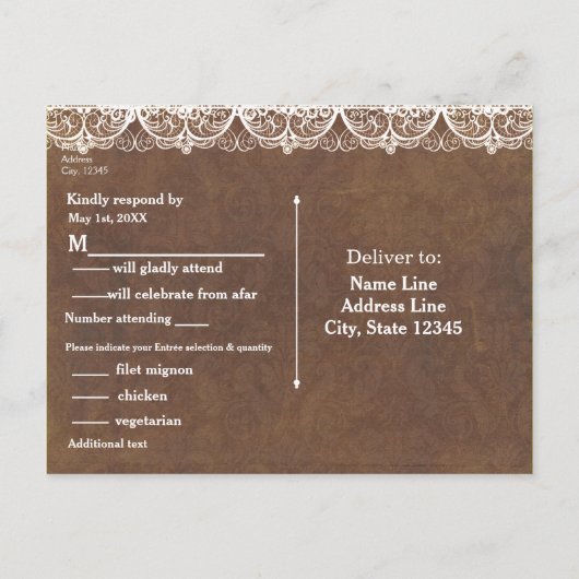 Landelijke hoefijzers & Kant Landelijke Westerse R Uitnodiging Briefkaart (Achterkant)