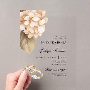 Landelijke Hortensia met ring Spaanse Bruiloft Acryl Uitnodigingen