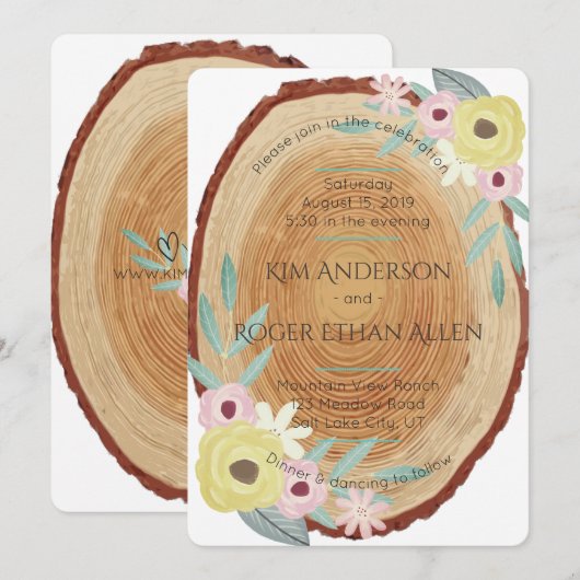 Landelijke houtachtige waterverf bloem bruiloft ui kaart (Voorkant / Achterkant)