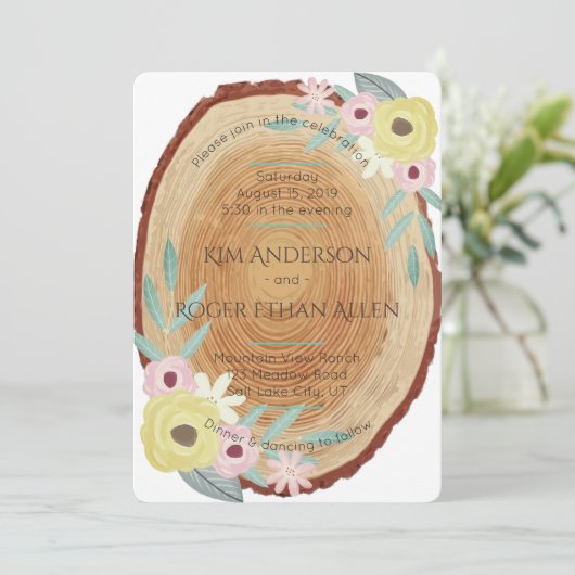 Landelijke houtachtige waterverf bloem bruiloft ui kaart (Staand voorkant)