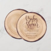 Landelijke Houten Baby Shower Kaart (Voorkant / Achterkant)