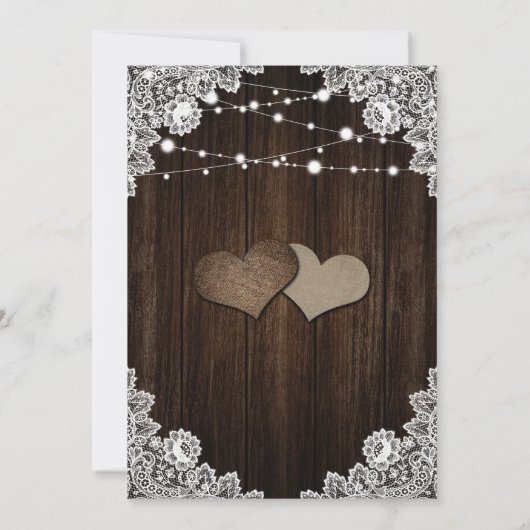 Landelijke Houten Baby's Breath Zonnebloem Bruidsd Kaart (Achterkant)