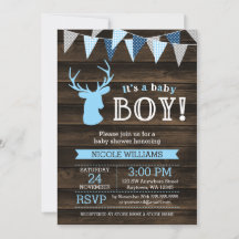 Landelijke Houten Blauwe Hert Jongens Baby Shower 