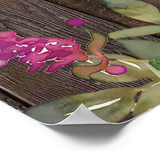 landelijke houten bloem bruiloft welkom bord poste poster (Hoek)