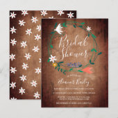 Landelijke Houten Bloemenguirlande Bruidsmeisjesfe Aankondigingskaart (Voorkant / Achterkant)