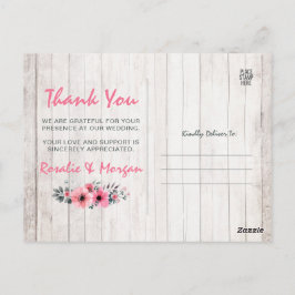 Landelijke Houten Bloemige Landelijke Trouw Dank F Briefkaart