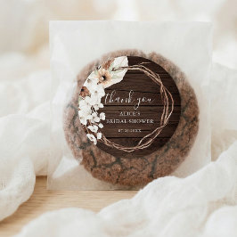 Landelijke Houten Boho Bloemrijke Bruidsdouche Ronde Sticker