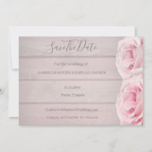 Landelijke houten echte roze rozen Save The Date H