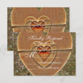 Landelijke houten hart camouflage trouwkaarten in  RSVP kaartje (Voorkant / Achterkant)