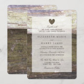 Landelijke Houten Hart Huwelijk Kaart (Voorkant / Achterkant)