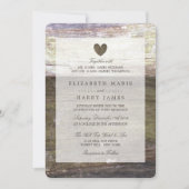 Landelijke Houten Hart Huwelijk Kaart (Voorkant)