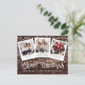 Landelijke houten Kerstmis 3 foto Feestdagenkaart (Staand voorkant)