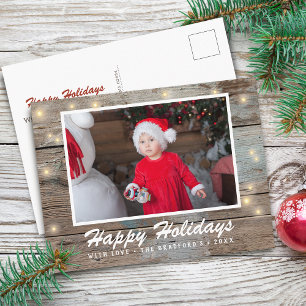 Landelijke Houten Lichtjes Foto Briefkaart