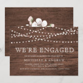 landelijke houten pastel snoerlampjes verlovingsfe kaart (Voorkant / Achterkant)