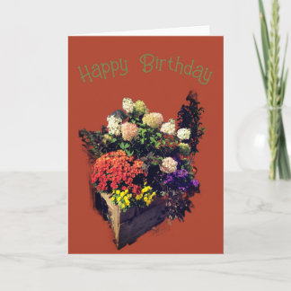 Landelijke houten plantenbak met zomerse bloemen V Kaart
