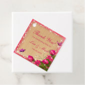 Landelijke Houten Roze Bloem Vlinder Bruiloft Bedankjes Labels (In situ)