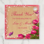 Landelijke Houten Roze Bloem Vlinder Bruiloft Bedankjes Labels (Achterkant)