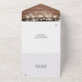 Landelijke Houten Snoerlampjes Monogram Foto Trouw All In One Uitnodiging (Buitenkant)