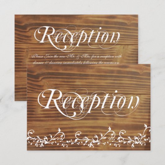 Landelijke Houten Trouwreceptie Kaarten met Landel (Voorkant / Achterkant)