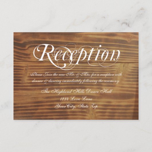 Landelijke Houten Trouwreceptie Kaarten met Landel (Achterkant)