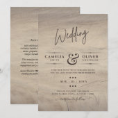 Landelijke houten typografie budget bruiloft kaart (Voorkant / Achterkant)