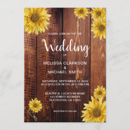 Landelijke houten waterverf zonnebloemen country b kaart