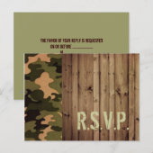 landelijke houten western country Camo Trouw-rsvp Uitnodiging Briefkaart (Voorkant / Achterkant)