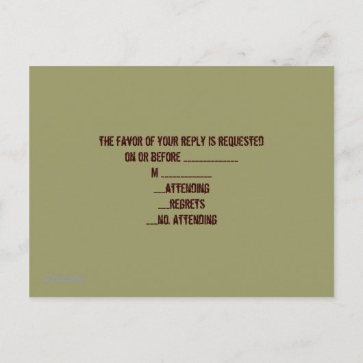 landelijke houten western country Camo Trouw-rsvp Uitnodiging Briefkaart (Achterkant)