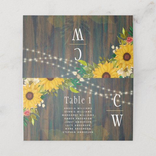 Landelijke houten zonnestroelen lichten op het pla plaatskaartje (Buitenkant ongevouwen)