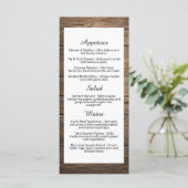 Landelijke houtstructuur landelijke bruiloft diner menu (Staand voorkant)
