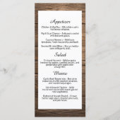 Landelijke houtstructuur landelijke bruiloft diner menu (Voorkant)